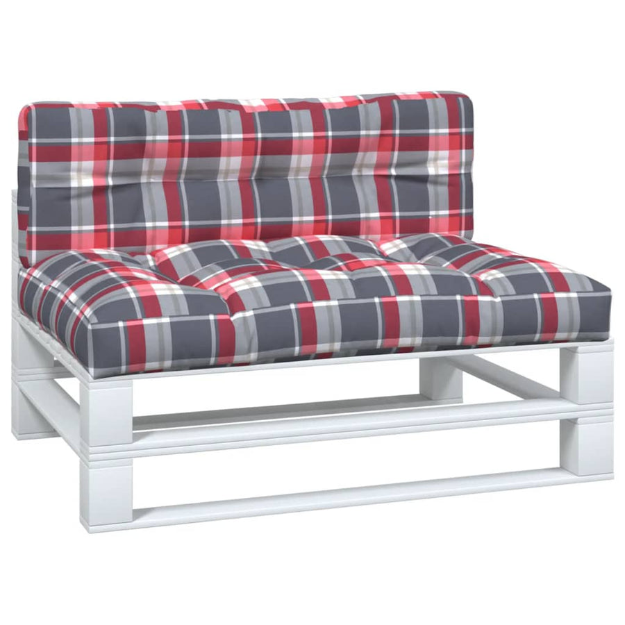 Palletkussens 2 st stof ruitpatroon rood