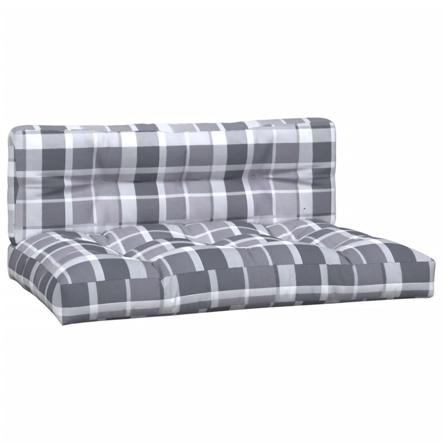 Palletkussens 2 st ruitpatroon stof grijs
