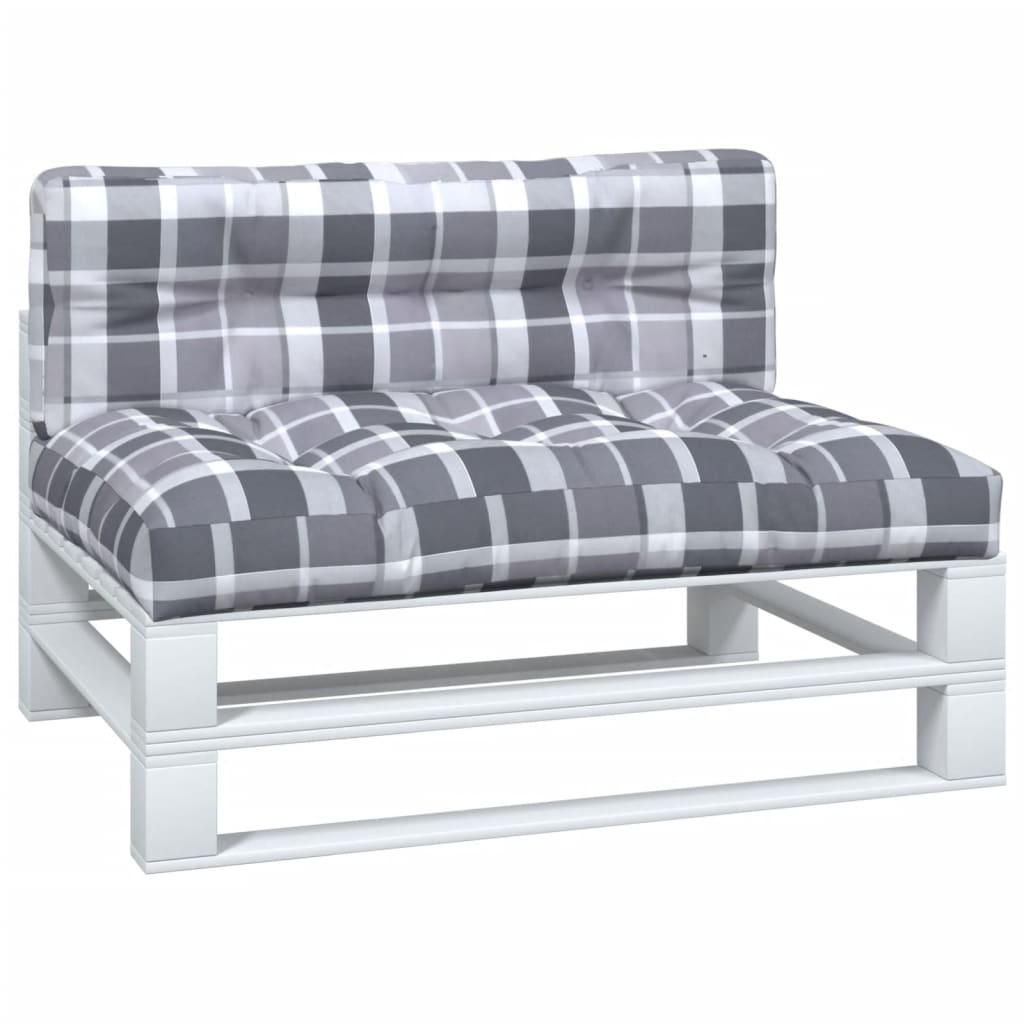 Palletkussens 2 st ruitpatroon stof grijs