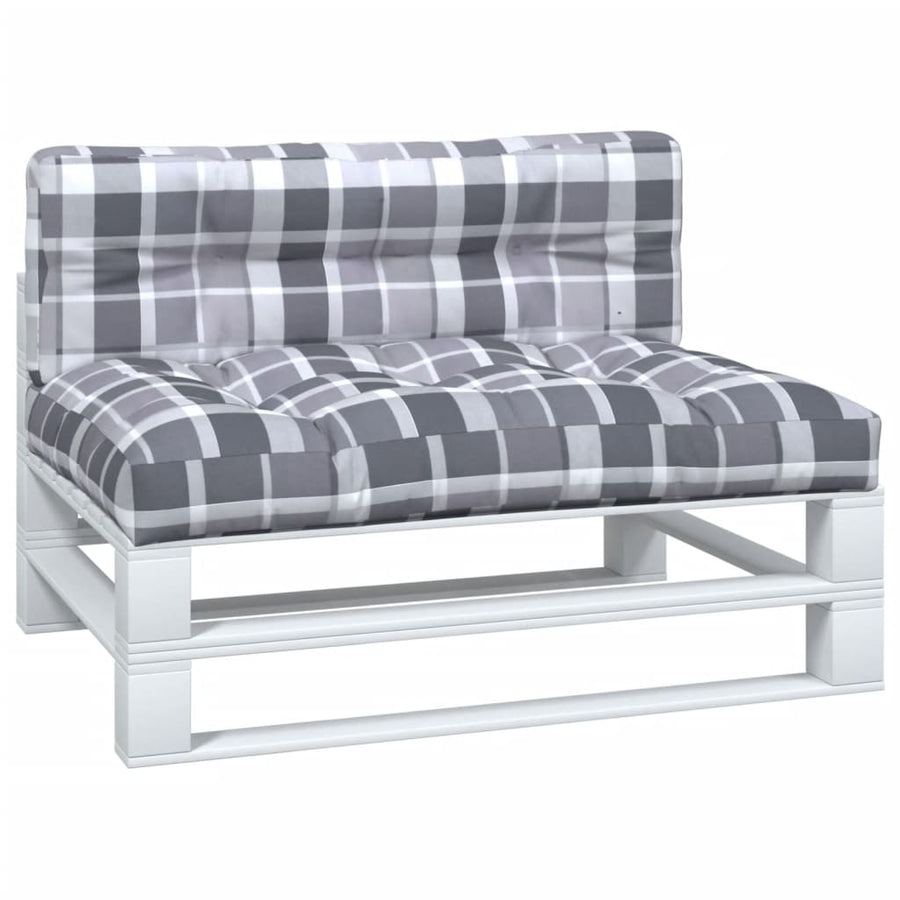 Palletkussens 2 st ruitpatroon stof grijs