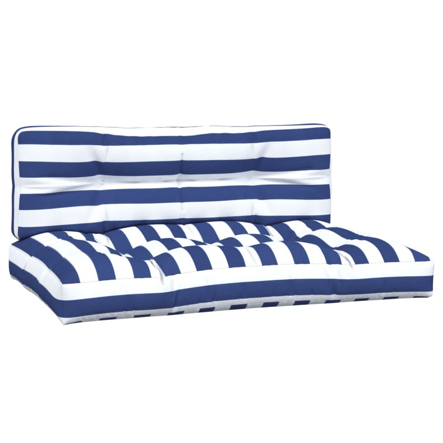 Palletkussens 2 St Stof Gestreept En Blauw En Wit 120 x 80 x 12 cm