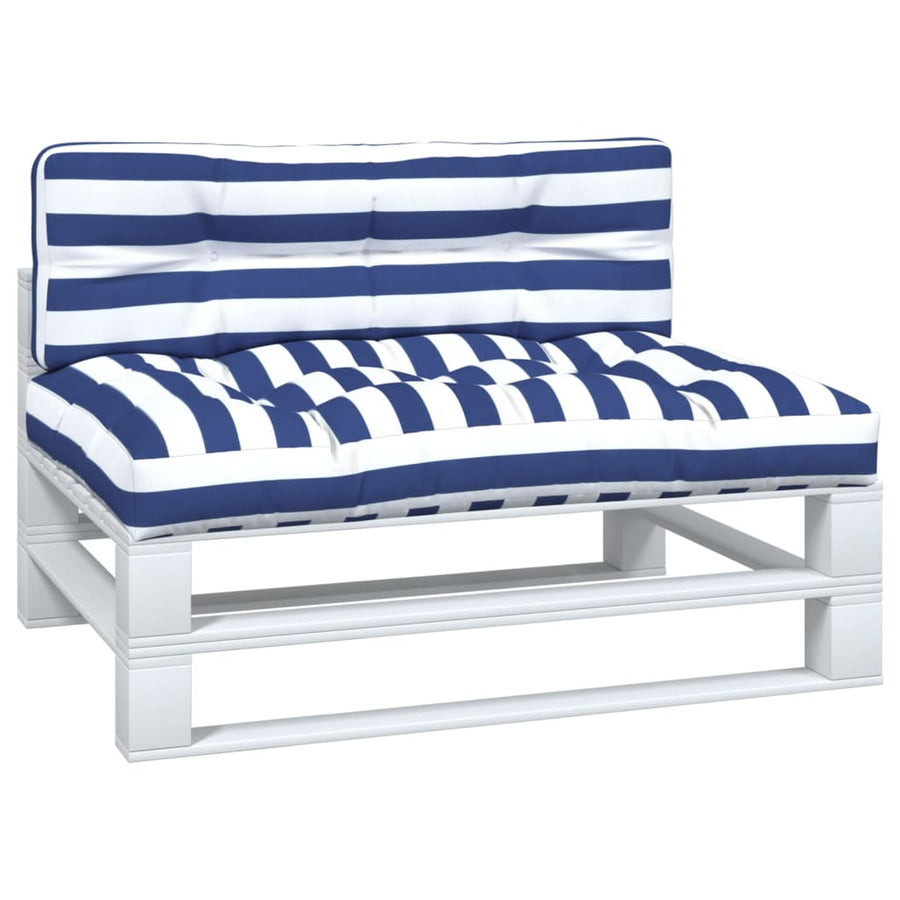 Palletkussens 2 St Stof Gestreept En Blauw En Wit 120 x 80 x 12 cm