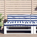 Palletkussens 2 stuks 120x80x12 cm gestreept blauw wit