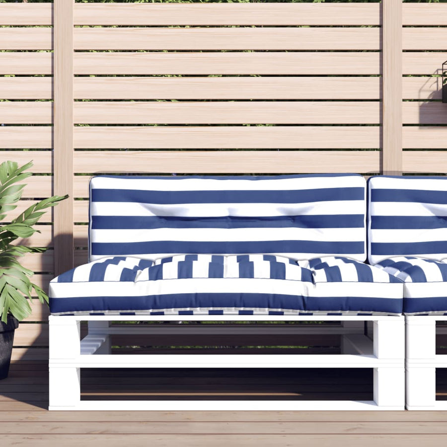 Palletkussens 2 St Stof Gestreept En Blauw En Wit 120 x 80 x 12 cm