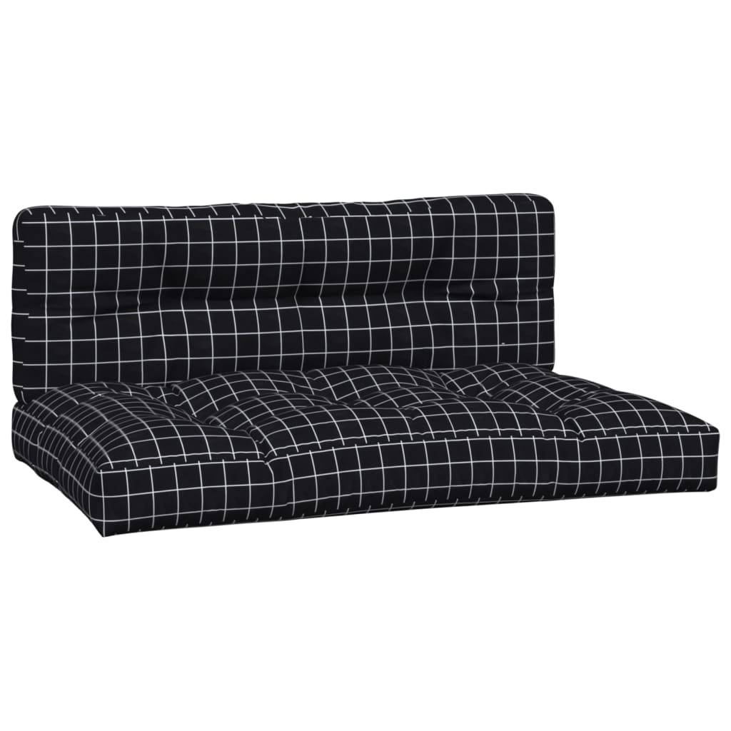 Palletkussens 2 st stof ruitpatroon zwart 120 x 80 x 12 cm Zwart en wit