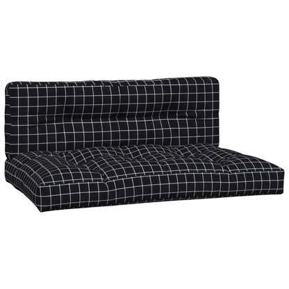 Palletkussens 2 st stof ruitpatroon zwart 120 x 80 x 12 cm Zwart en wit