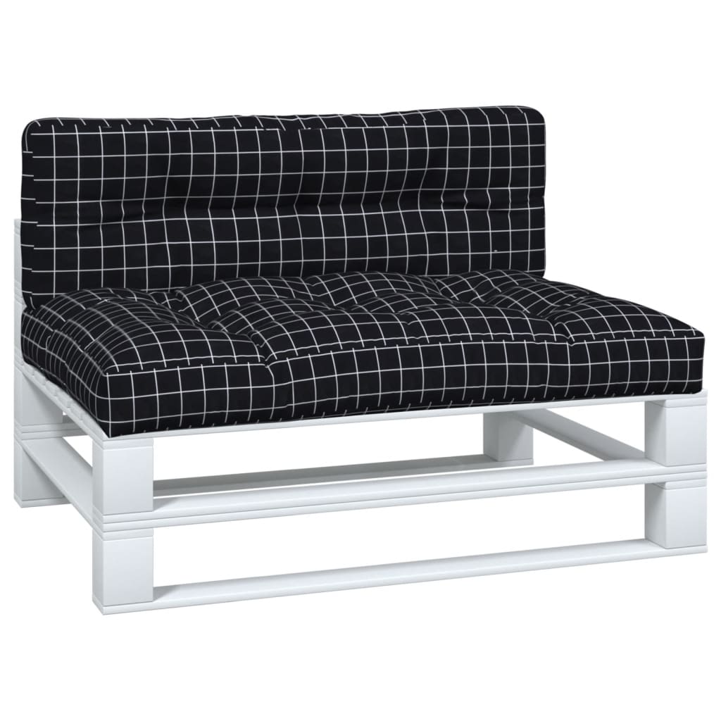 Palletkussens 2 st stof ruitpatroon zwart 120 x 80 x 12 cm Zwart en wit