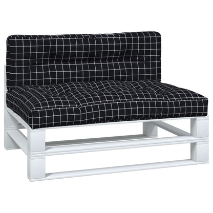 Palletkussens 2 st stof ruitpatroon zwart 120 x 80 x 12 cm Zwart en wit