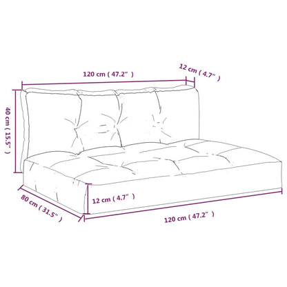 Palletkussens 2 st stof ruitpatroon zwart 120 x 80 x 12 cm Zwart en wit