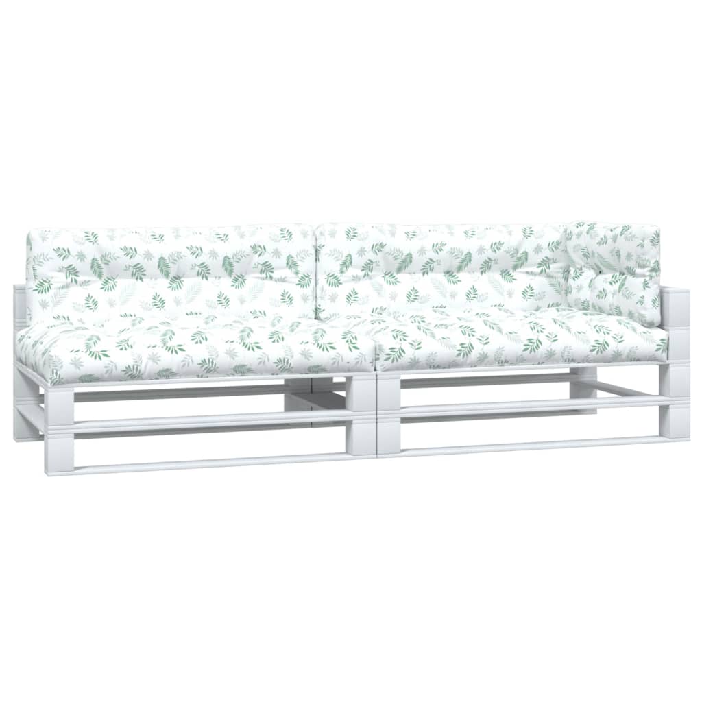 Palletkussens Bladpatroon Stof  Wit en groen