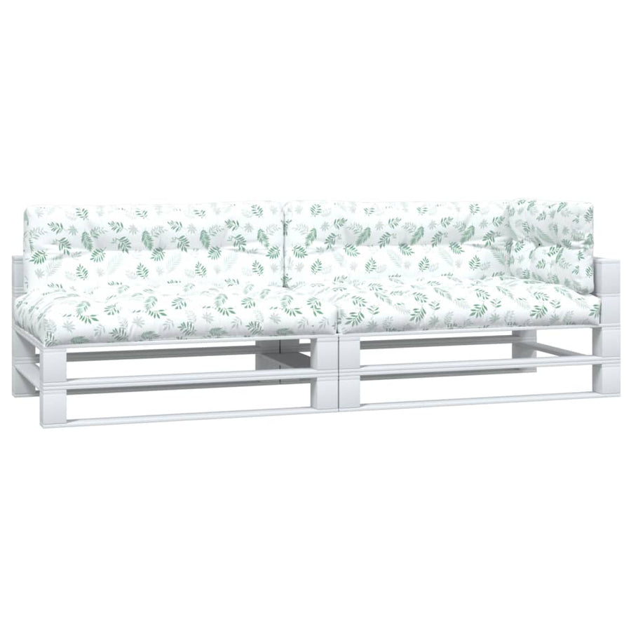 Palletkussens Bladpatroon Stof  Wit en groen
