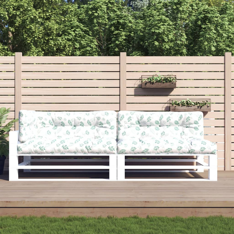 Palletkussens Bladpatroon Stof  Wit en groen
