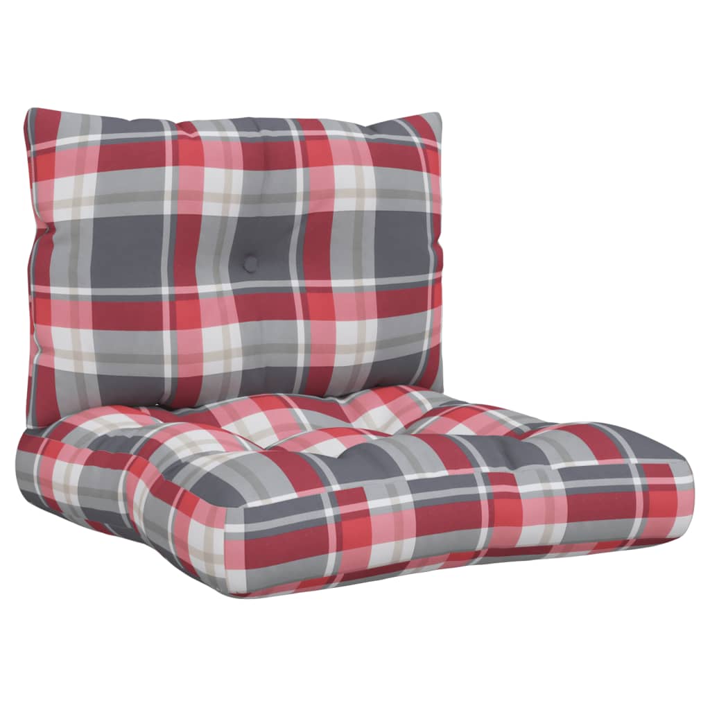 Palletkussens 2 st stof ruitpatroon rood
