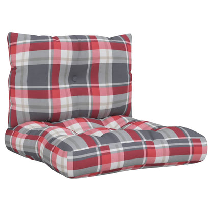 Palletkussens 2 st stof ruitpatroon rood