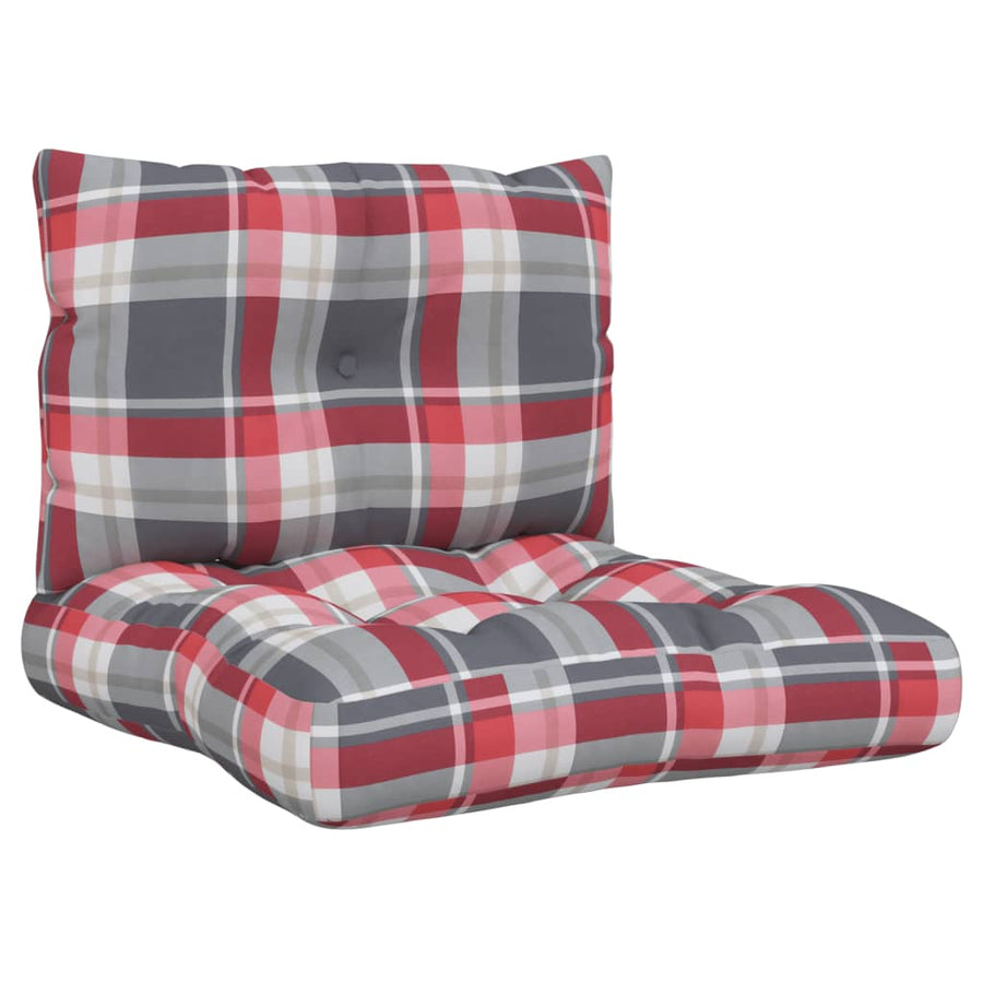 Palletkussens 2 st stof ruitpatroon rood
