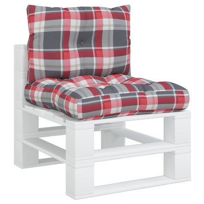 Palletkussens 2 st stof ruitpatroon rood