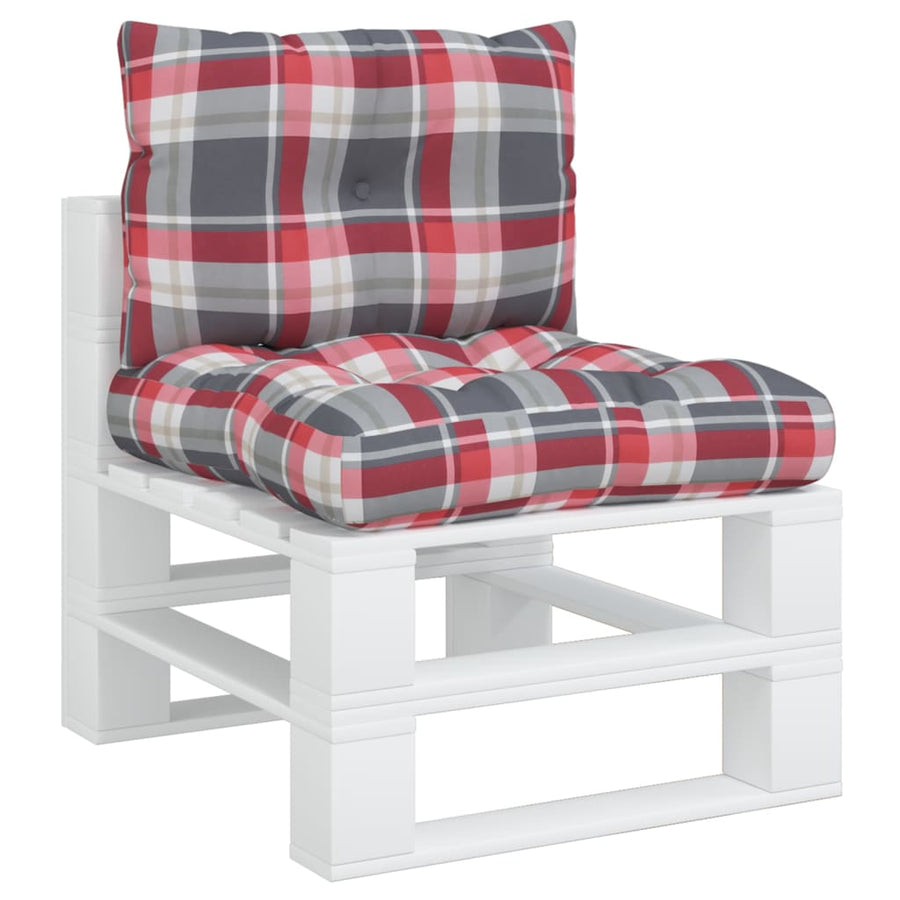 Palletkussens 2 st stof ruitpatroon rood