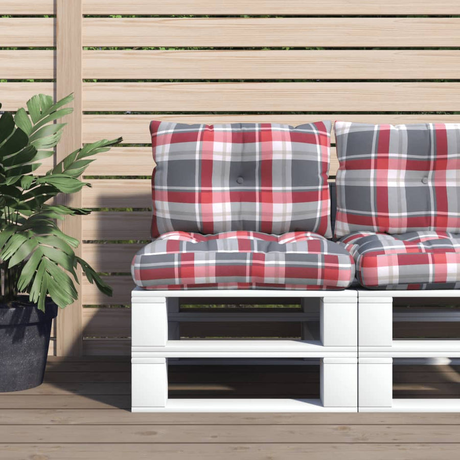 Palletkussens 2 st stof ruitpatroon rood