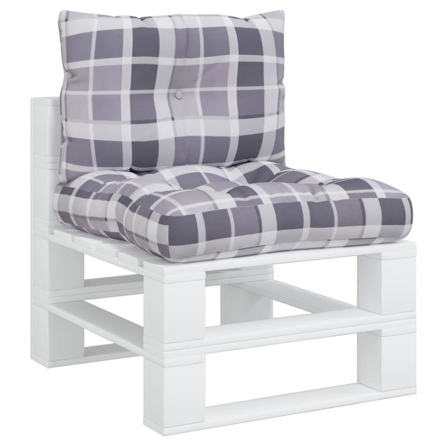 Palletkussens 2 st ruitpatroon stof grijs