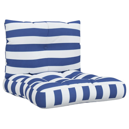 Palletkussens 2 st gestreept oxford stof wit en blauw