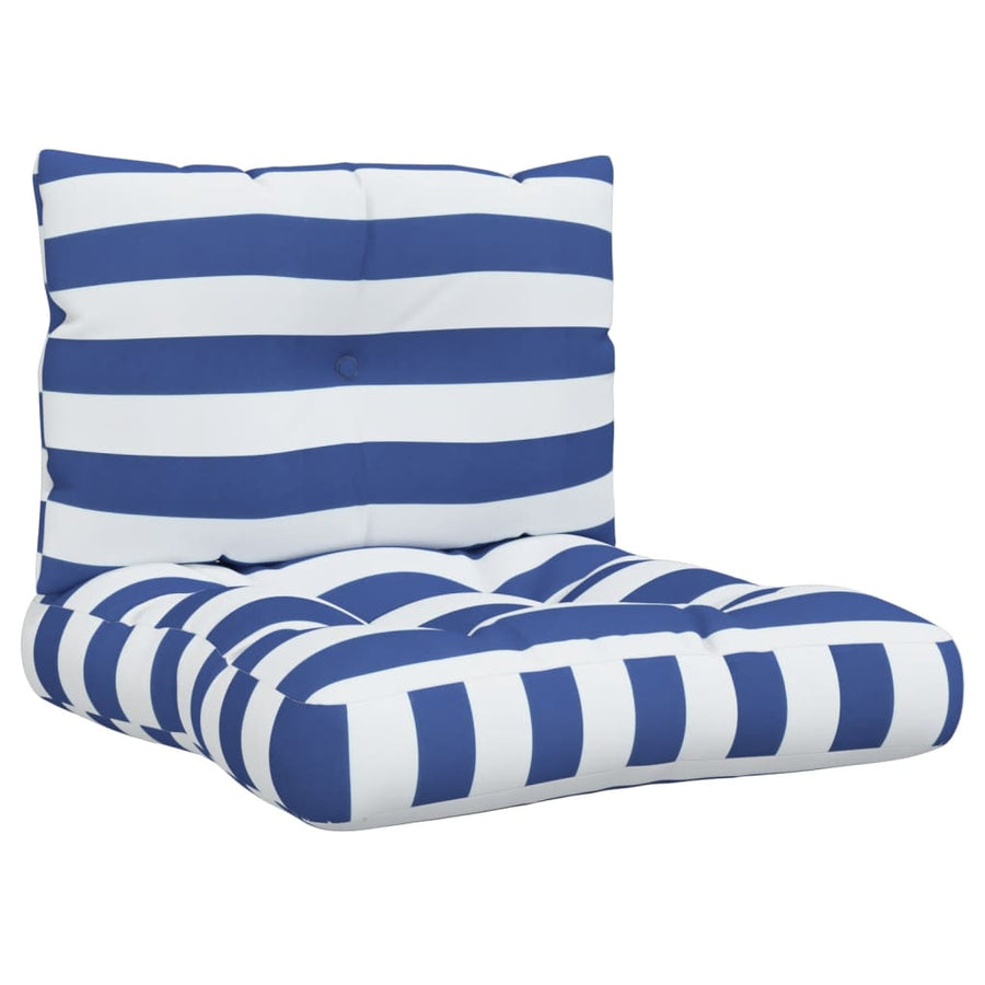 Palletkussens 2 st gestreept oxford stof wit en blauw