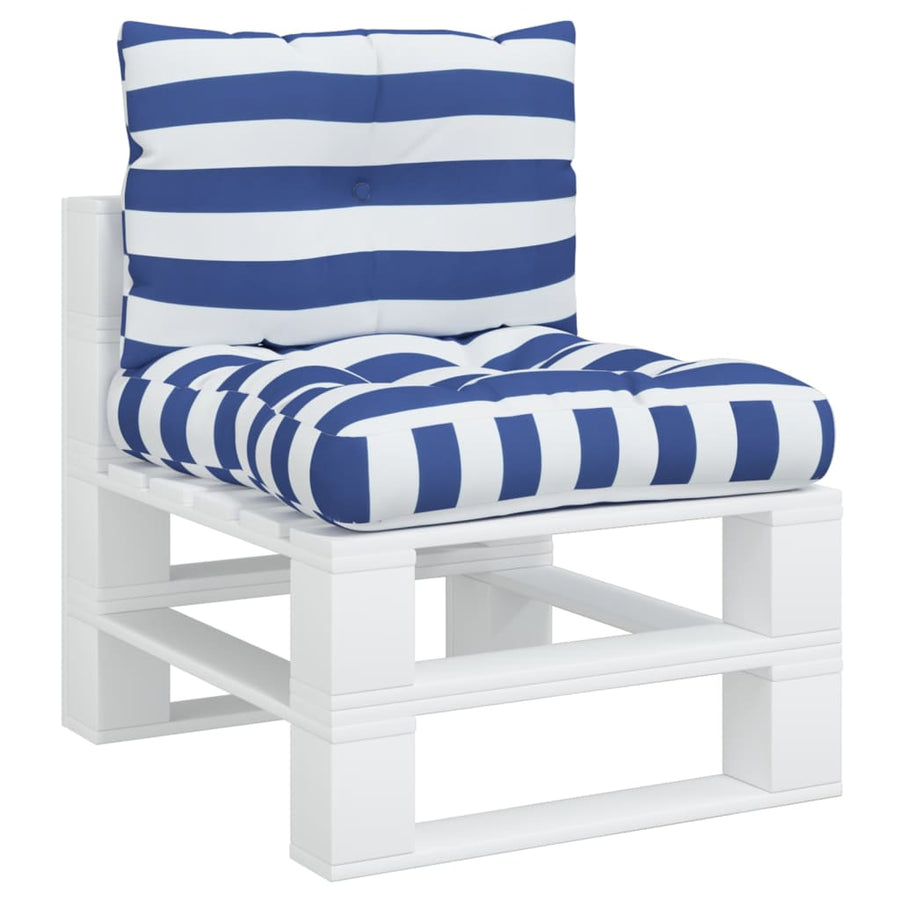 Palletkussens 2 st gestreept oxford stof wit en blauw