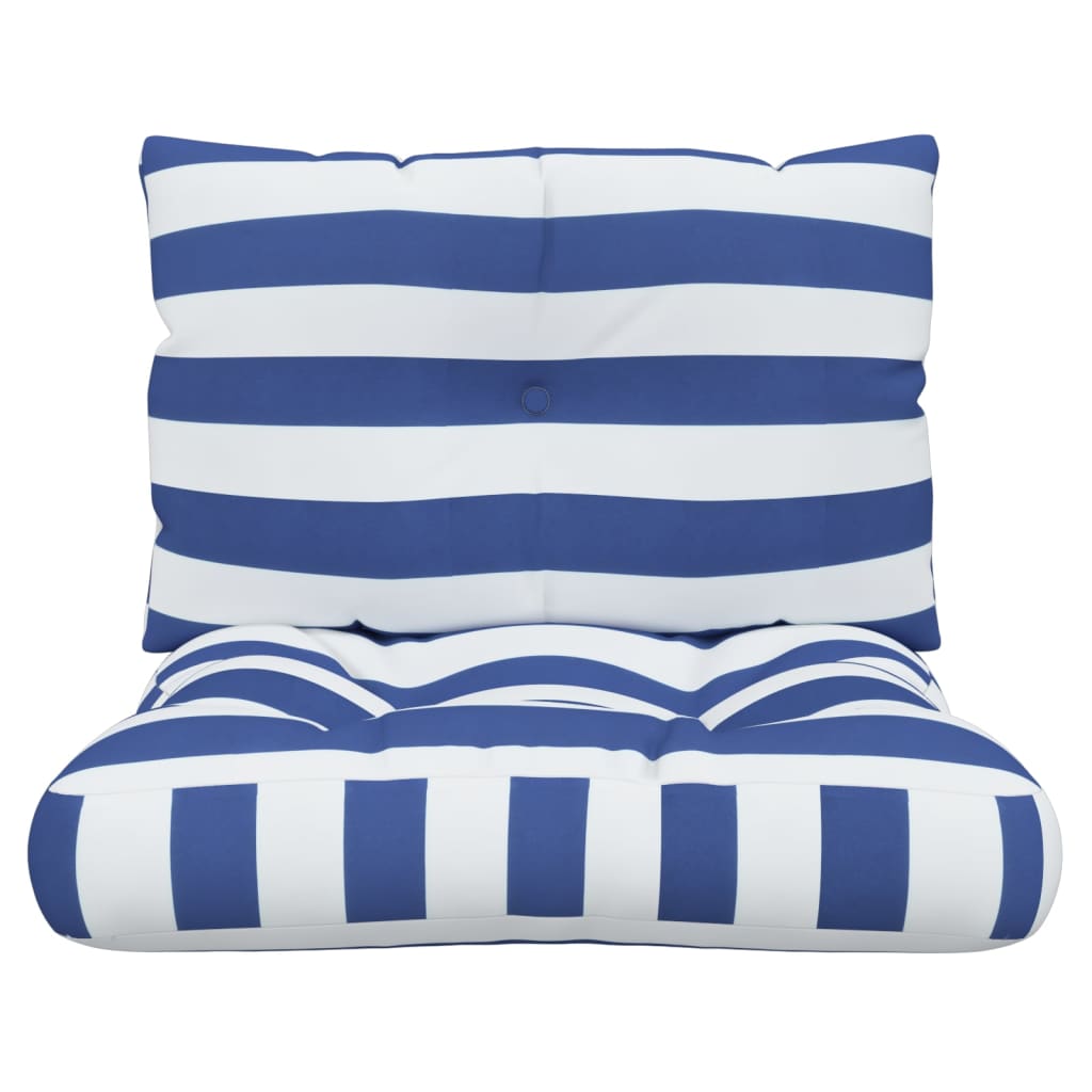 Palletkussens 2 st gestreept oxford stof wit en blauw