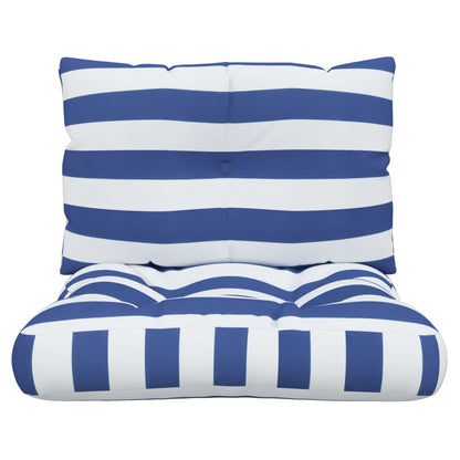 Palletkussens 2 st gestreept oxford stof wit en blauw
