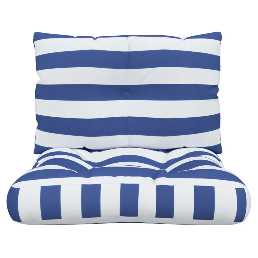 Palletkussens 2 st gestreept oxford stof wit en blauw