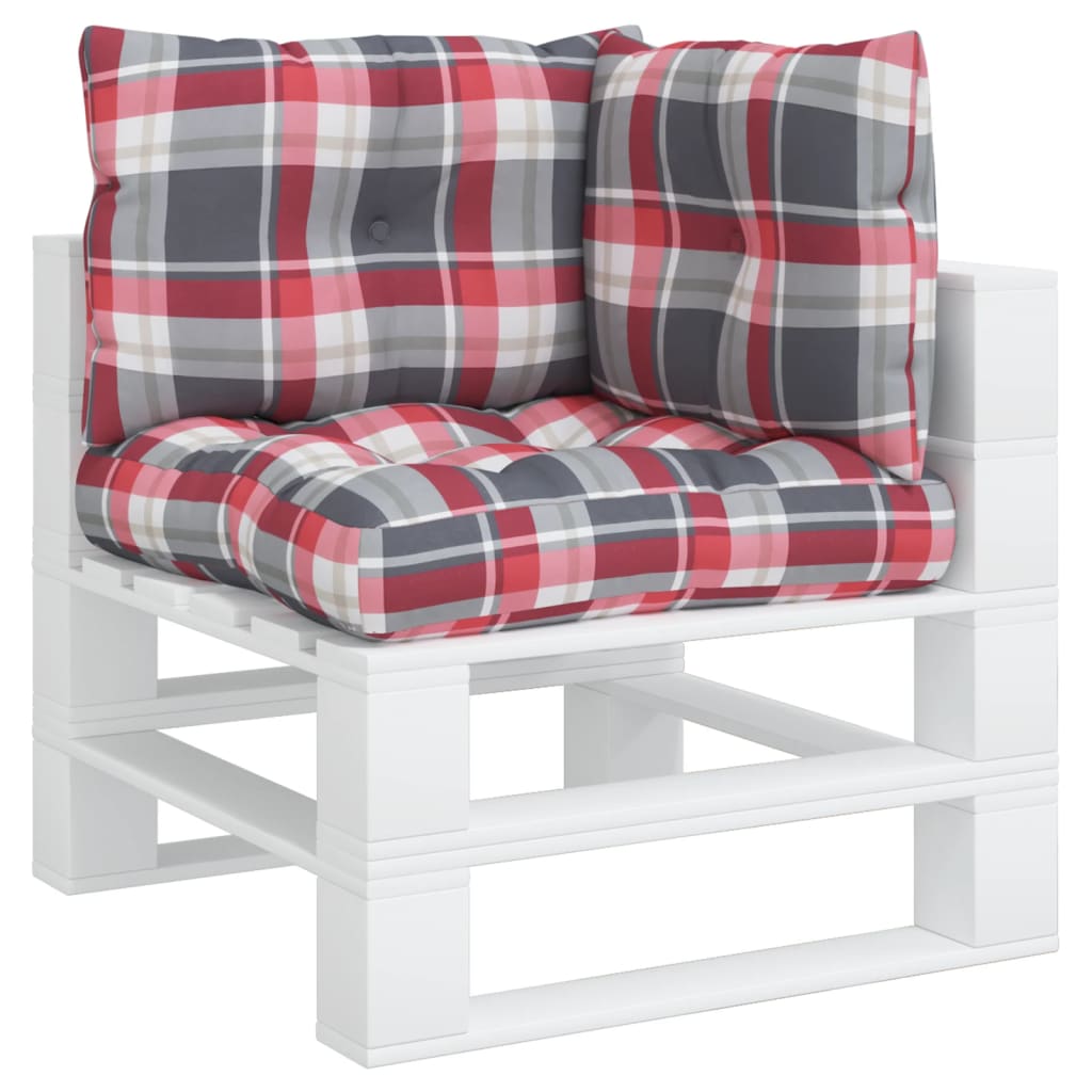Palletkussens 3 st ruitpatroon stof rood