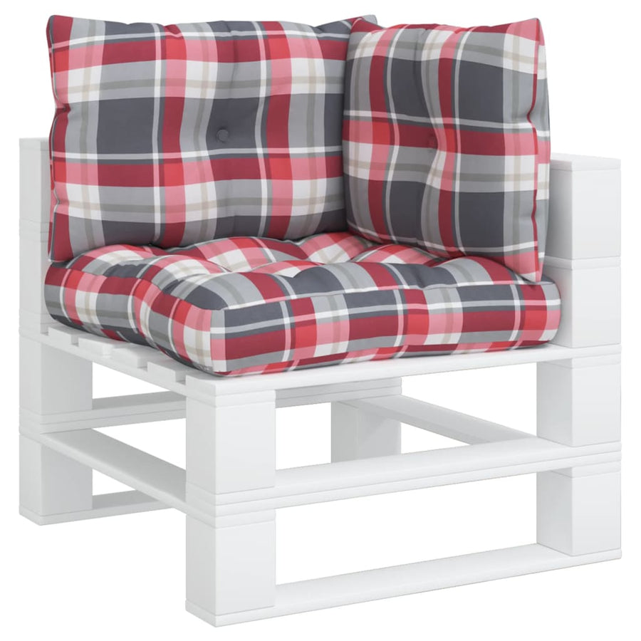 Palletkussens 3 st ruitpatroon stof rood