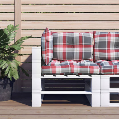 Palletkussens 3 st ruitpatroon stof rood