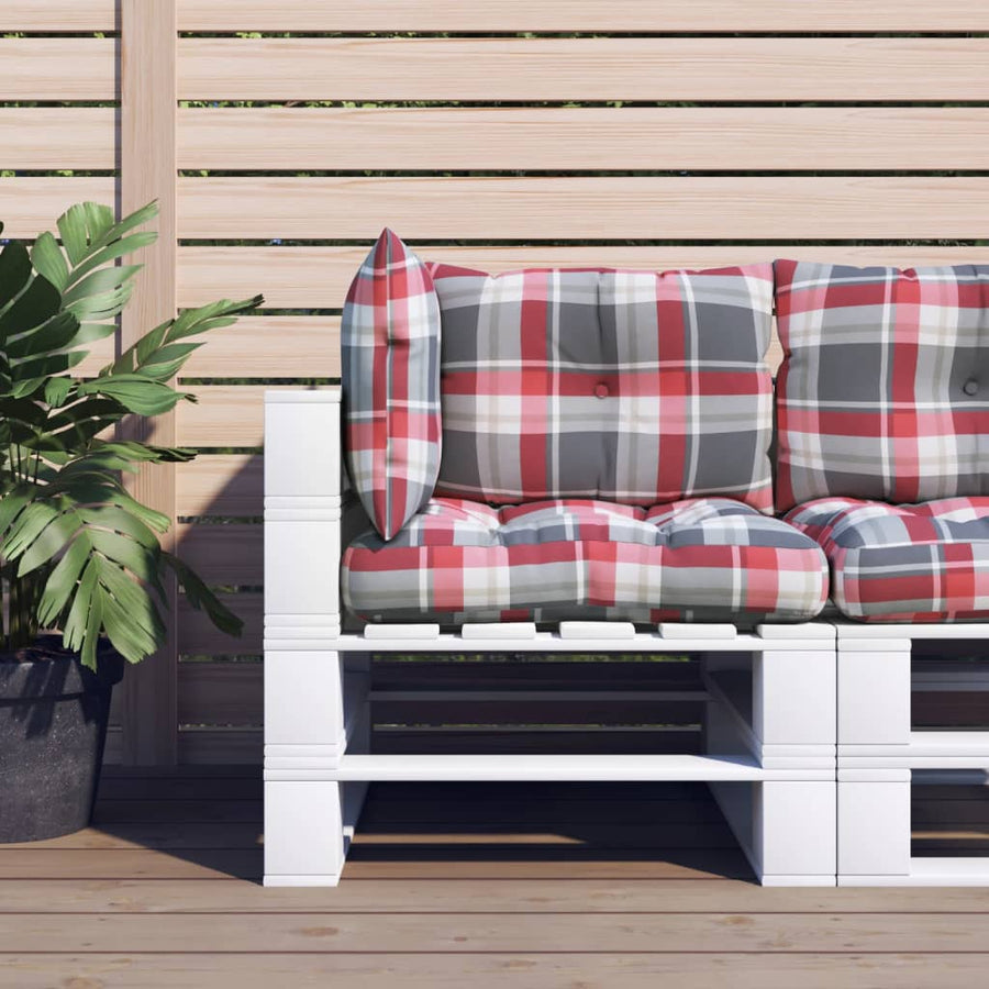 Palletkussens 3 st ruitpatroon stof rood