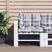 Pallet cushions 3 pc fabric plaid grey