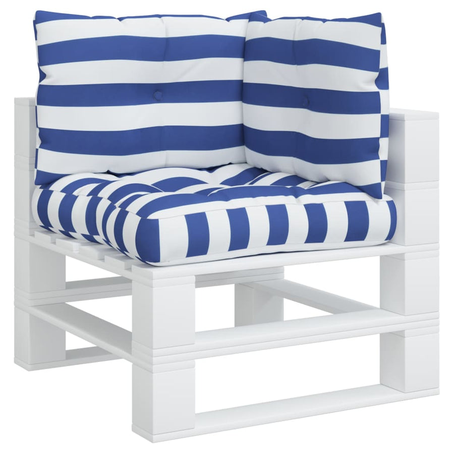Palletkussens 3 st gestreept oxford stof wit en blauw 1 Blauw en wit