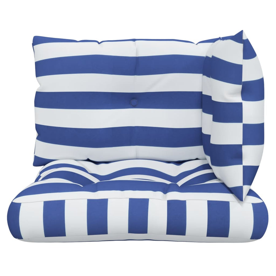 Palletkussens 3 st gestreept oxford stof wit en blauw 1 Blauw en wit