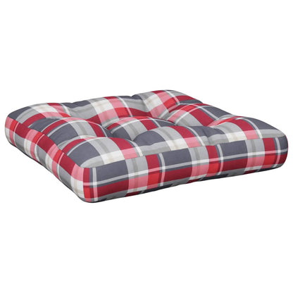 Palletkussen 58x58x10 cm ruitpatroon stof rood