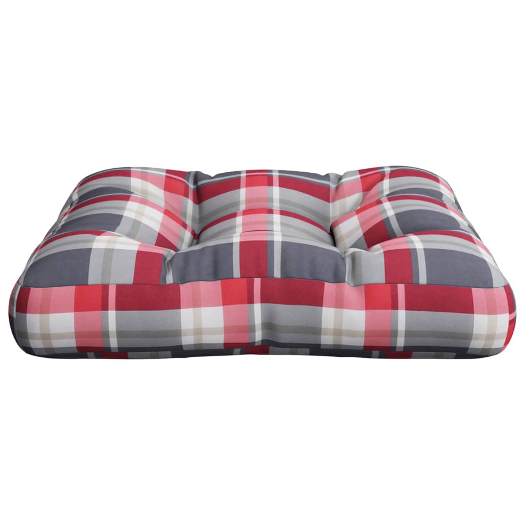 Palletkussen 58x58x10 cm ruitpatroon stof rood