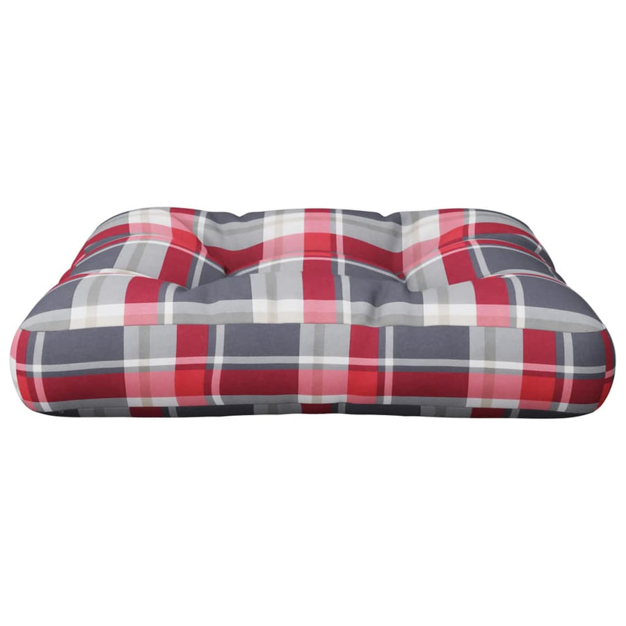 Palletkussen 58x58x10 cm ruitpatroon stof rood