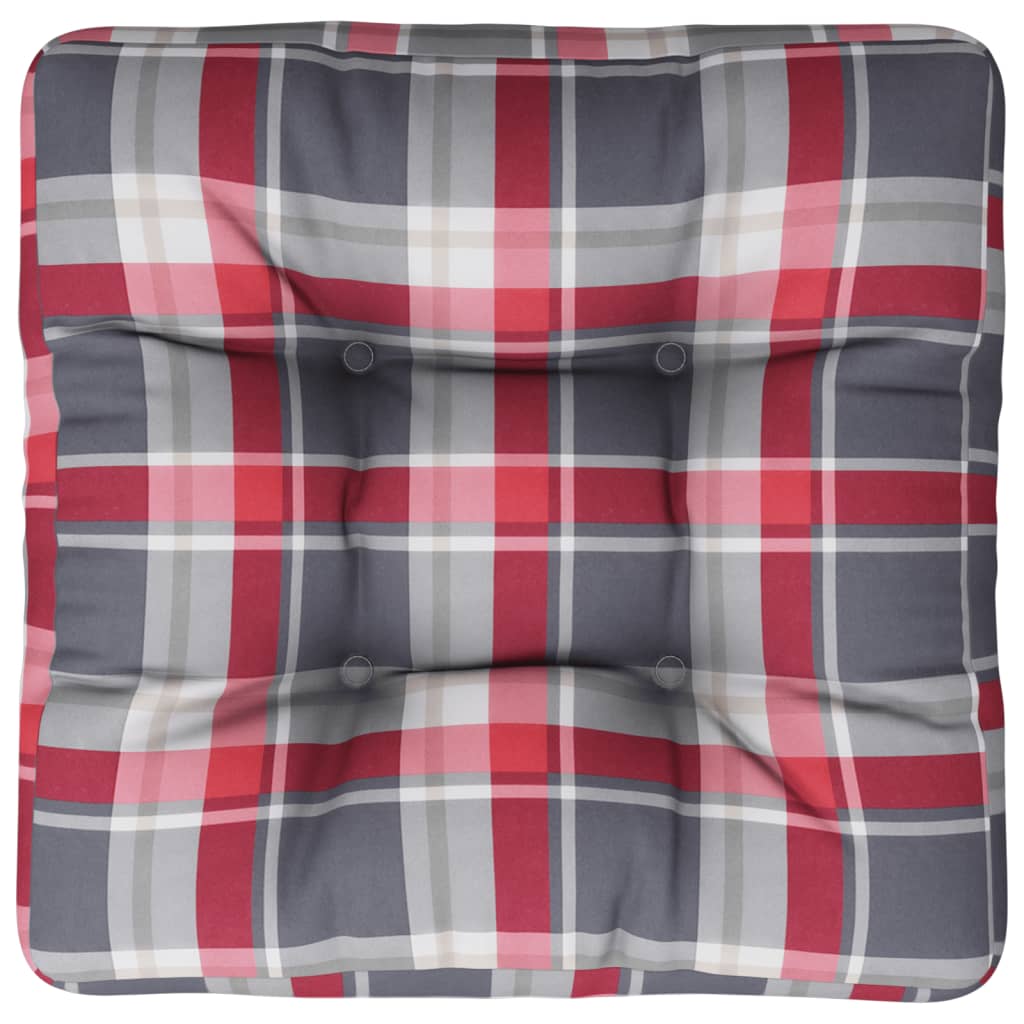 Palletkussen 58x58x10 cm ruitpatroon stof rood
