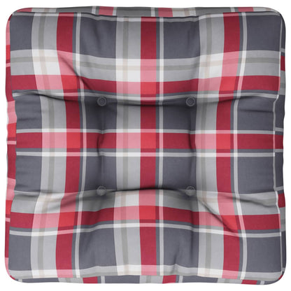 Palletkussen 58x58x10 cm ruitpatroon stof rood