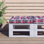 Palletkussen 58x58x10 cm ruitpatroon rood