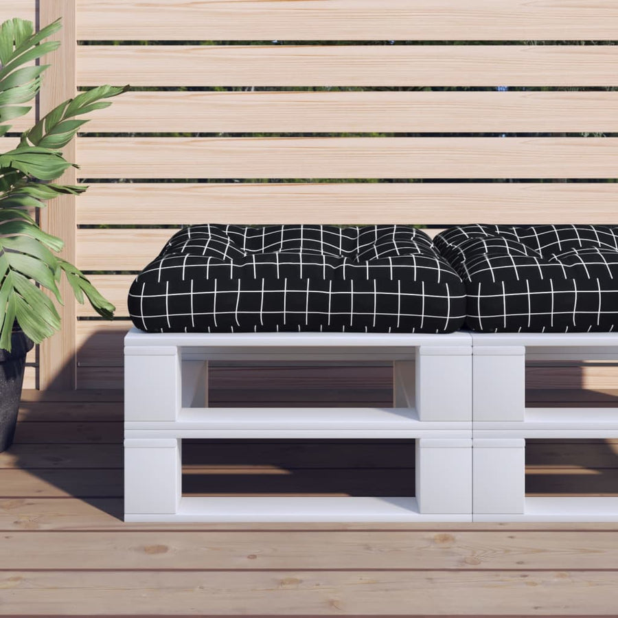 Palletkussen Ruitpatroon 58X58X10 Cm Oxford Stof Zwart 1