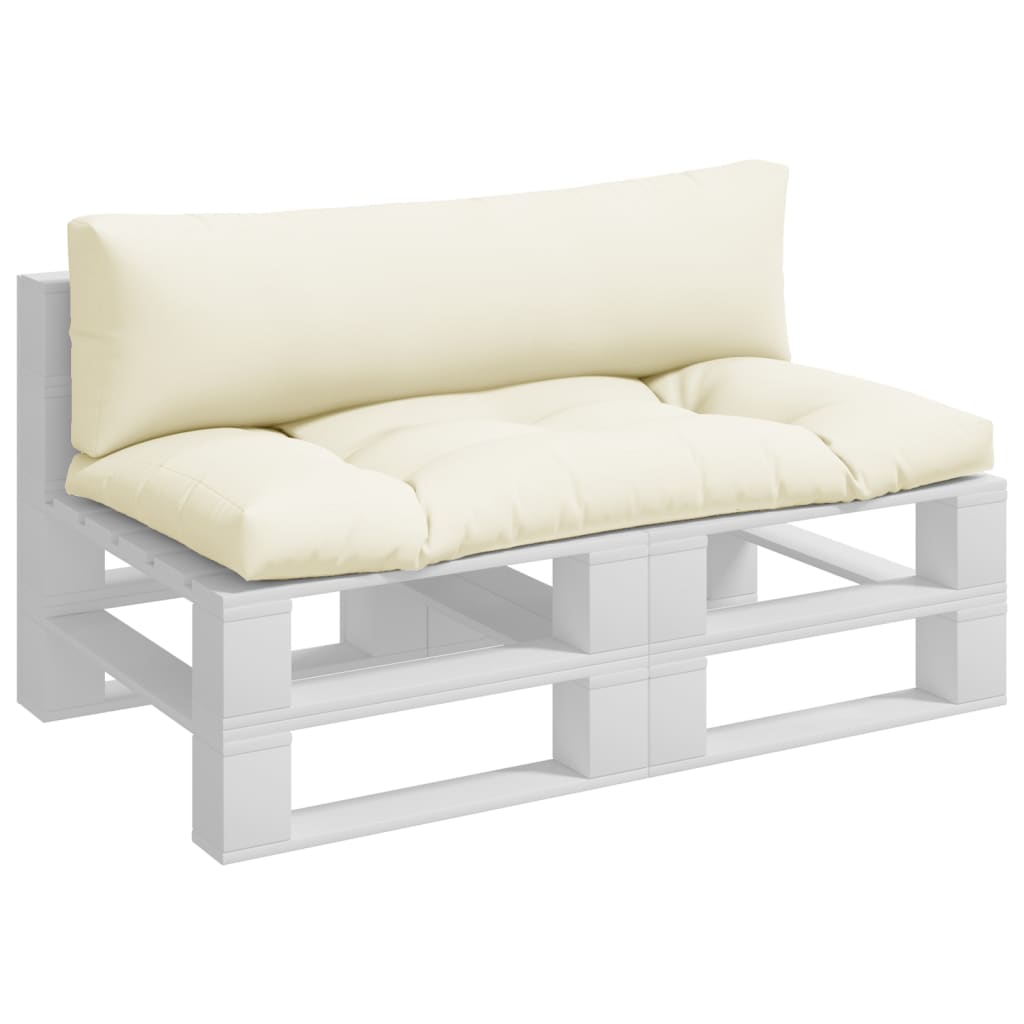 Palletkussens 2 st stof crèmekleurig