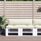 Palletkussens 2 st crèmekleurig 110x58x10 cm