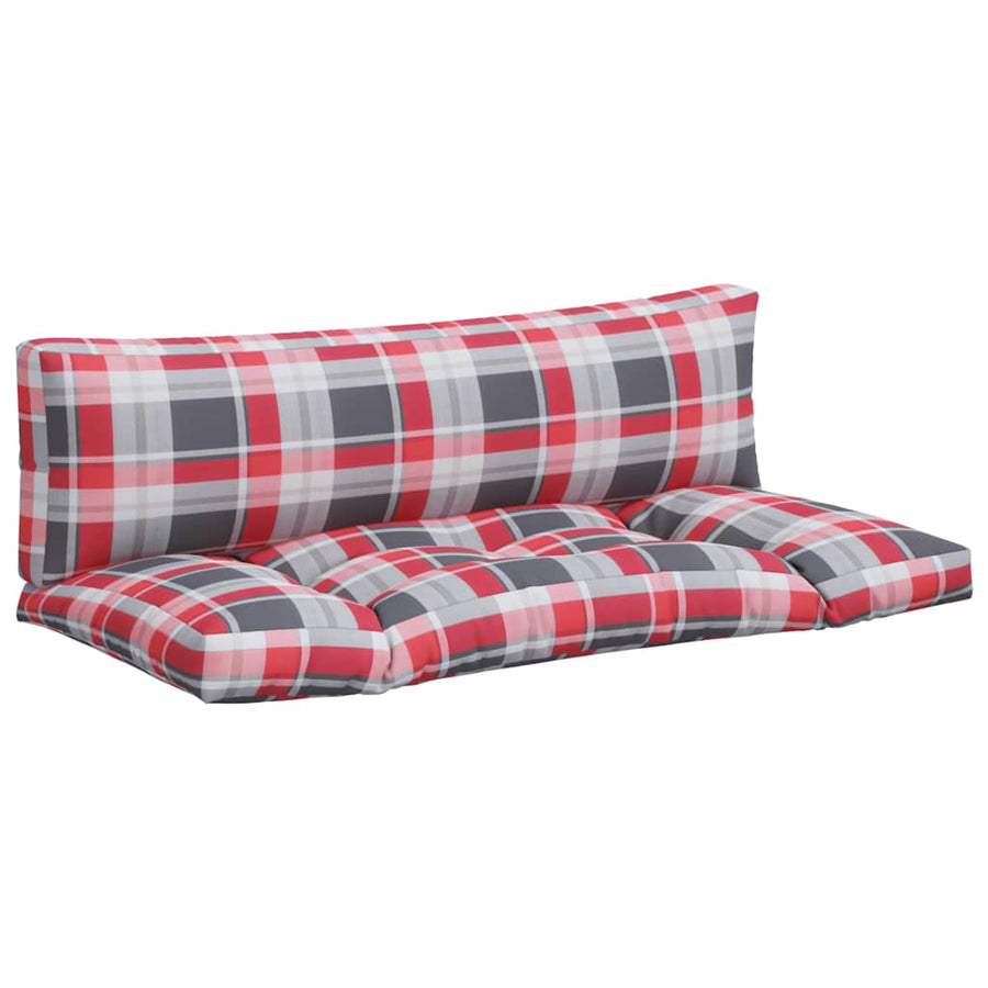 Palletkussens 2 st ruitpatroon stof rood
