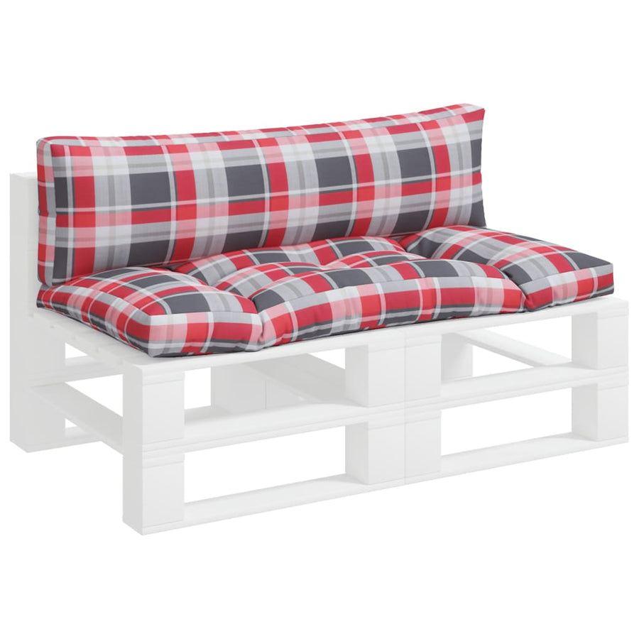 Palletkussens 2 st ruitpatroon stof rood