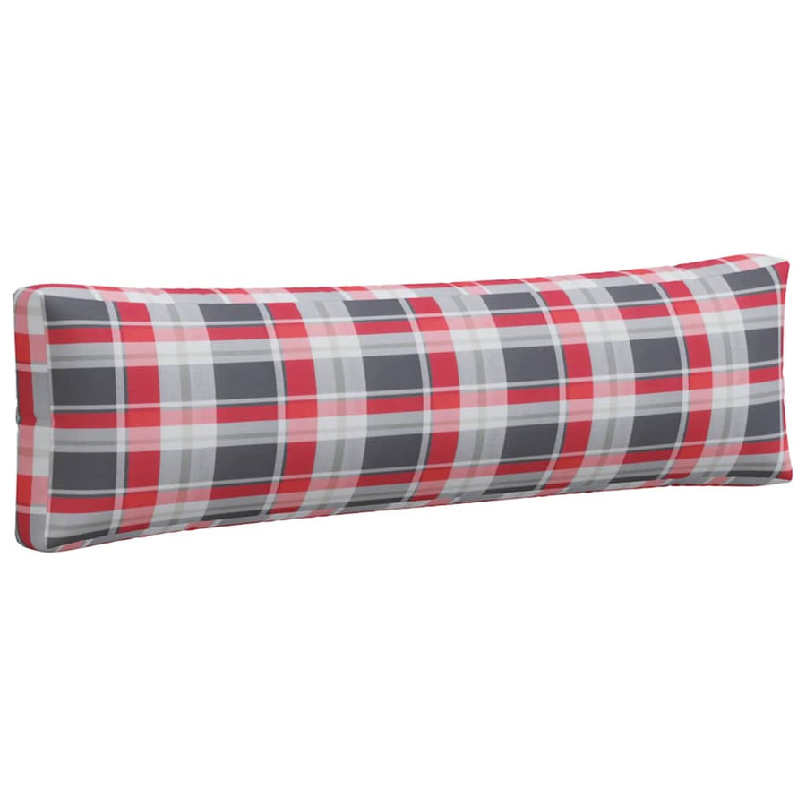 Palletkussens 2 st ruitpatroon stof rood