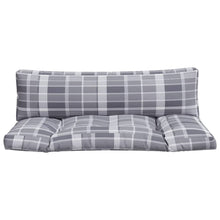 Palletkussens 2 st ruitpatroon stof grijs