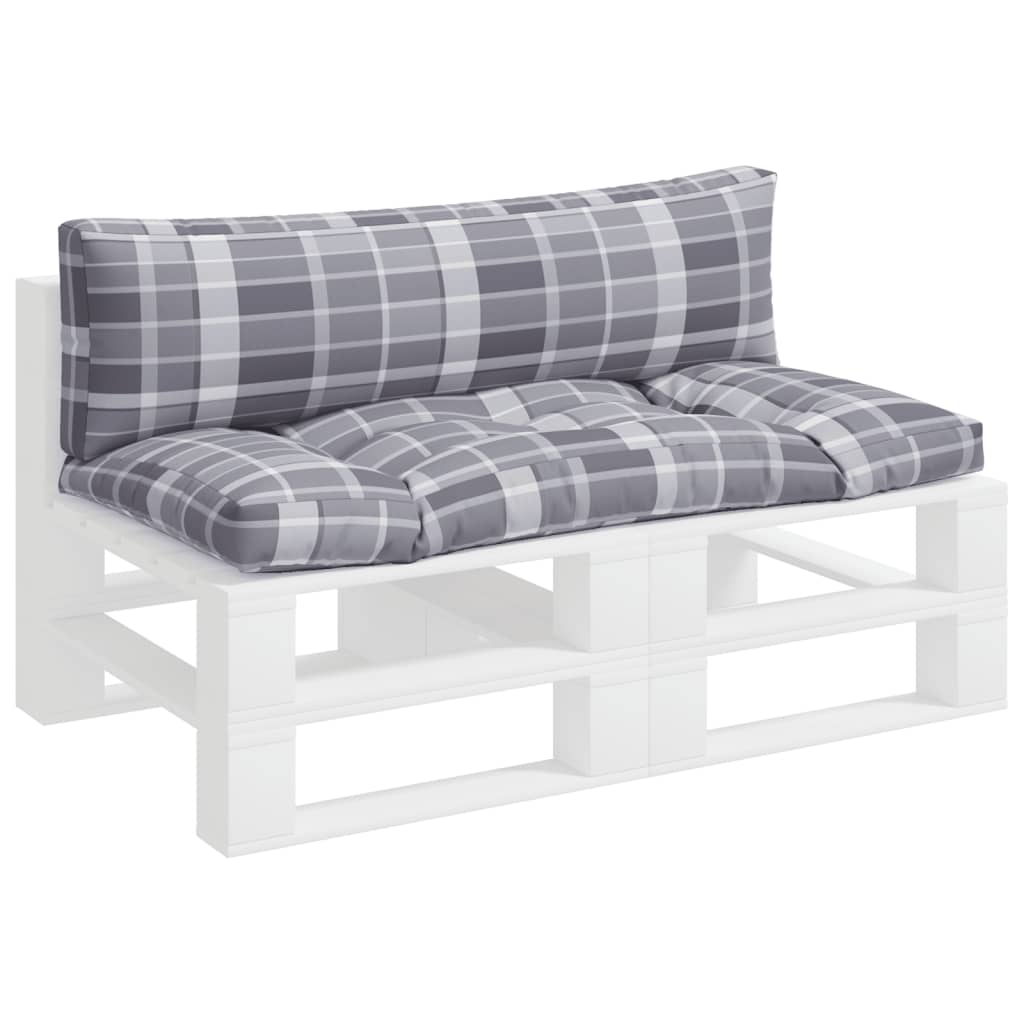 Palletkussens 2 st ruitpatroon stof grijs
